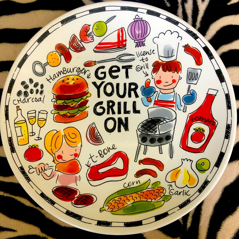 BLOND AMSTERDAM “GET YOUR GRILL ON” approx 10.5” circumference Whimsical Plate.